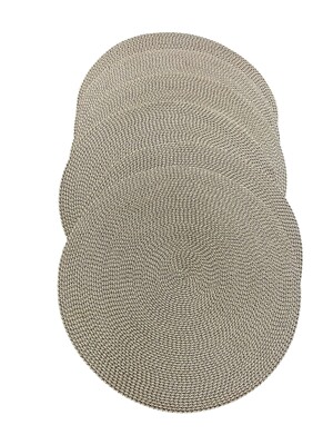 Deborah Rhodes READ! New York 16  Nylon Braided Round Placemats Beige Set Of 6