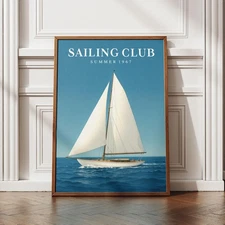 Retro Fashion Sailboat Poster - Coastal Luxury Wall Art - Vintage Home Decor