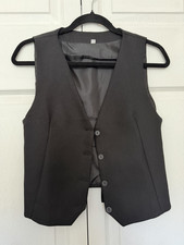 Black Formal woman Vest Solid Pattern Adjustable Back Size 42 Regular Size Type