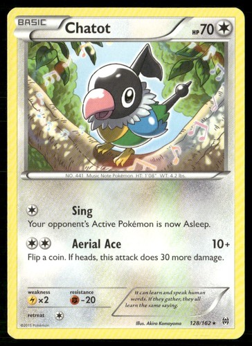 Chatot 128/162 Rare BREAKthrough Pokemon Lightly Played