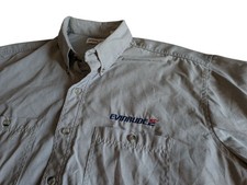 Evinrude Logo Speed Zone Race Gray USA Made Short Sleeve Button Down Work Shirt