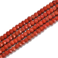 Natural Red Jasper Hard Cut Faceted Rondelle Beads Size 4x6mm 15.5'' Strand