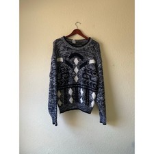 Vintage Retro Men  s Multi-Print Sweater   Size Medium   80s/90s Geometric Knit