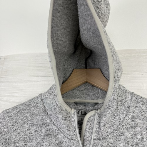 LL Bean Sweater Fleece Hoodie Women's Small Grey Full Zip Hooded Knit Jacket - Picture 4 of 12