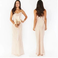 show me your mumu tuscany maxi slip dress champagne luxe satin women size small