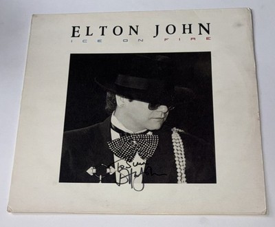 SIGNIERTES ELTON JOHN ICE ON FIRE ALBUM VINYL SELTEN AUTHENTISCH ROCKETMAN