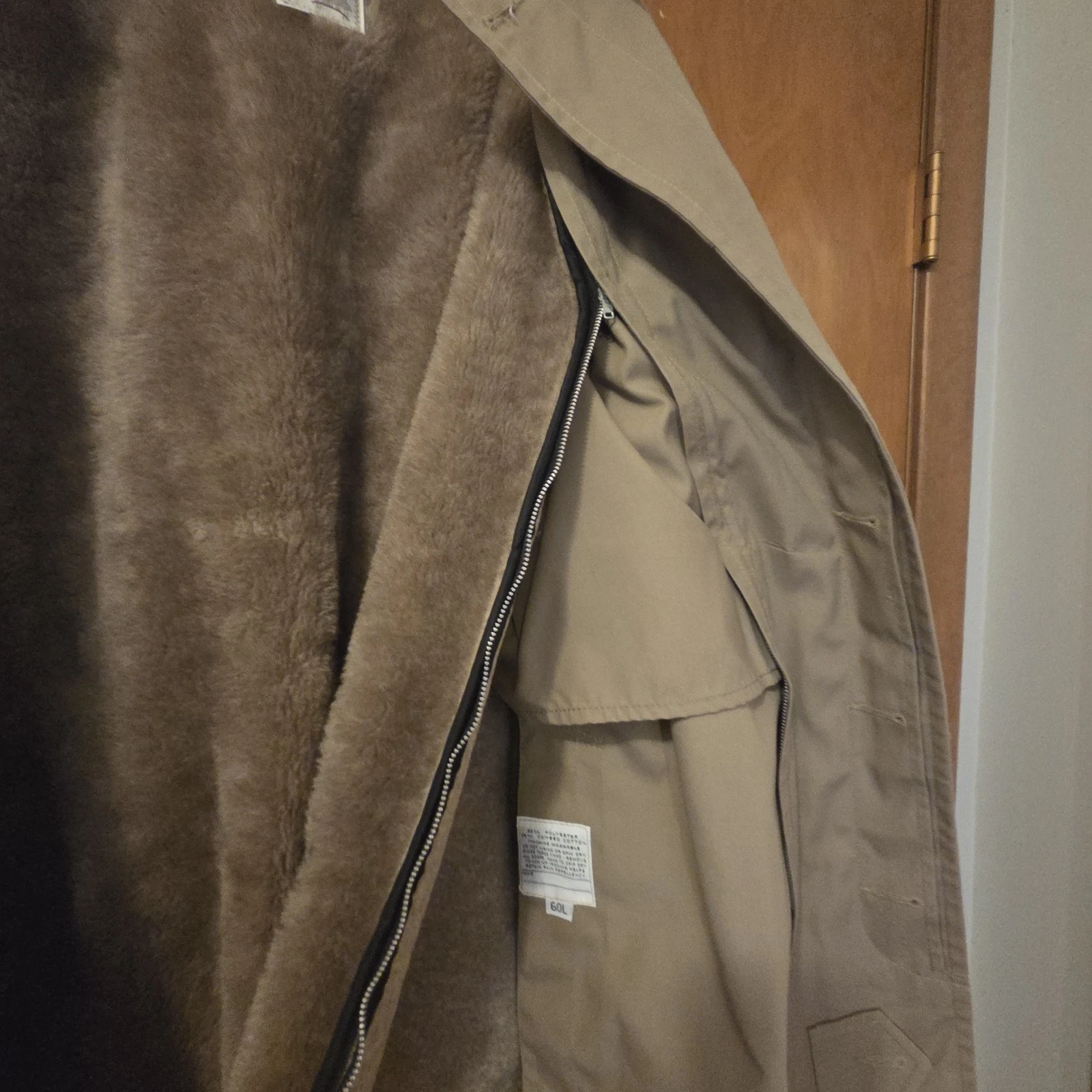 Vintage English Squire Trench Coat 60L Big Tall USA Zip Out Liner Tan - product detail image 4