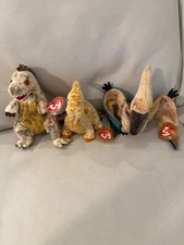 Lot of 3 TY Beanie Babies Toothy Tooter & Swoop Dinosaurs