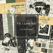 GRAPHIC 45 PS I LOVE YOU ~ 12X12 STICKERS EPHEMERA ~ LOVE LETTERS *SHIPS FREE*