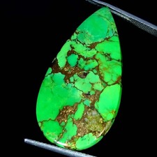 20.50Cts Lab-Created Green Copper Turquoise Pear Cabochon 17X34X4MM