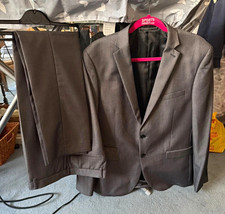 NEXT Mens Grey Slim Fit 2 Piece Suit Short Jacket 42" Chest 42W 34L