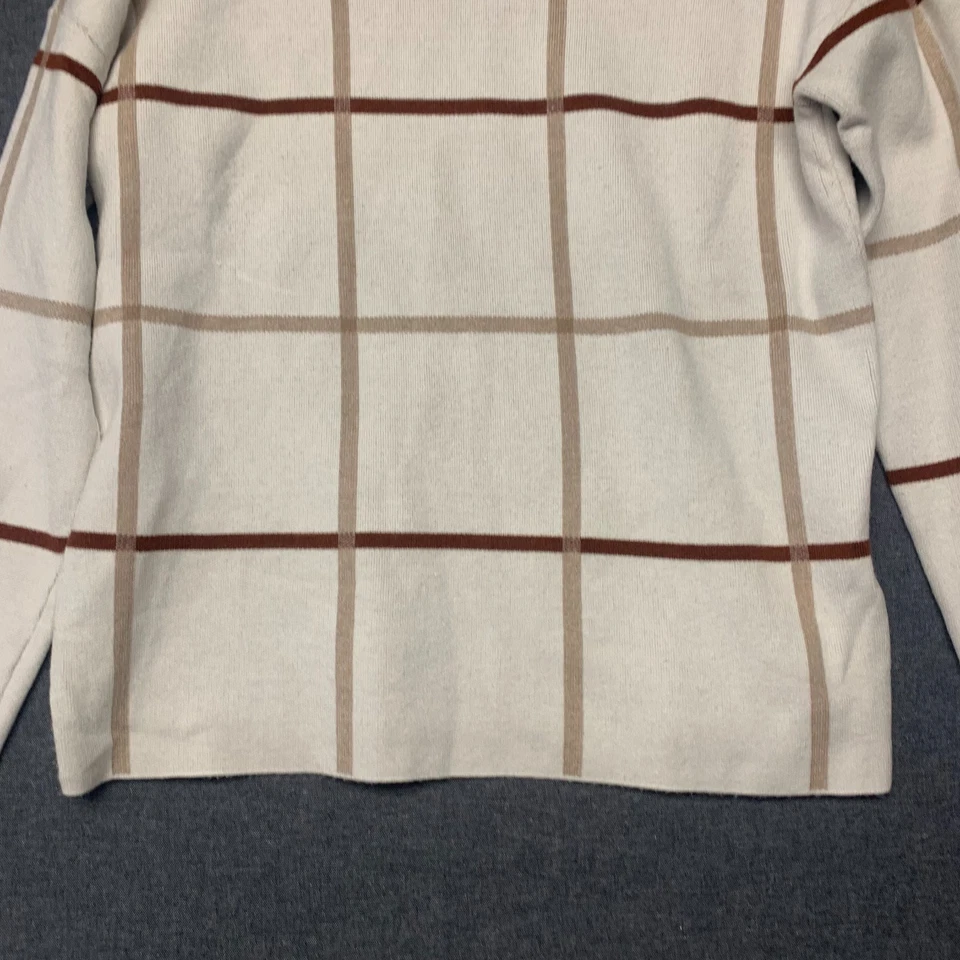 Suéter para mujer Tahari talla M beige a cuadros manga larga cuello falso pulóver Foto 3 de 4