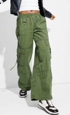 Wild Fable Women XS Olive Green Cargo Pants Elastic Waist Wide Leg Utility  NWT
