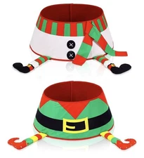 2 Pcs Christmas Tree CollarBase W/ Elf Boots 15.7 Inch 3D Flannel Snowman Legs N