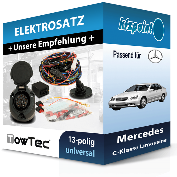 Towtec E-Satz 13Polig Universell Passend für Mercedes C-Klasse Limousine PKW NEU-image