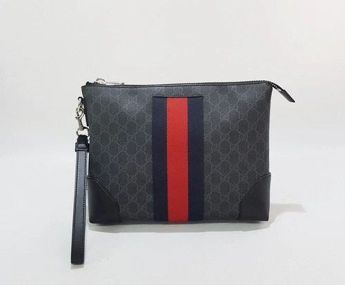 Sac pochette Gucci GG Supreme trois rayures 12345 64106777