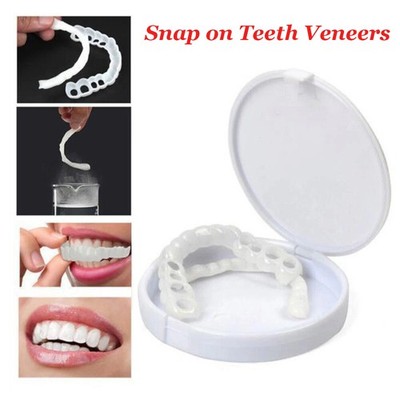 Snap On Upper and Bottom Set False Teeth Dental Veneers Denture Tooth Cover New
