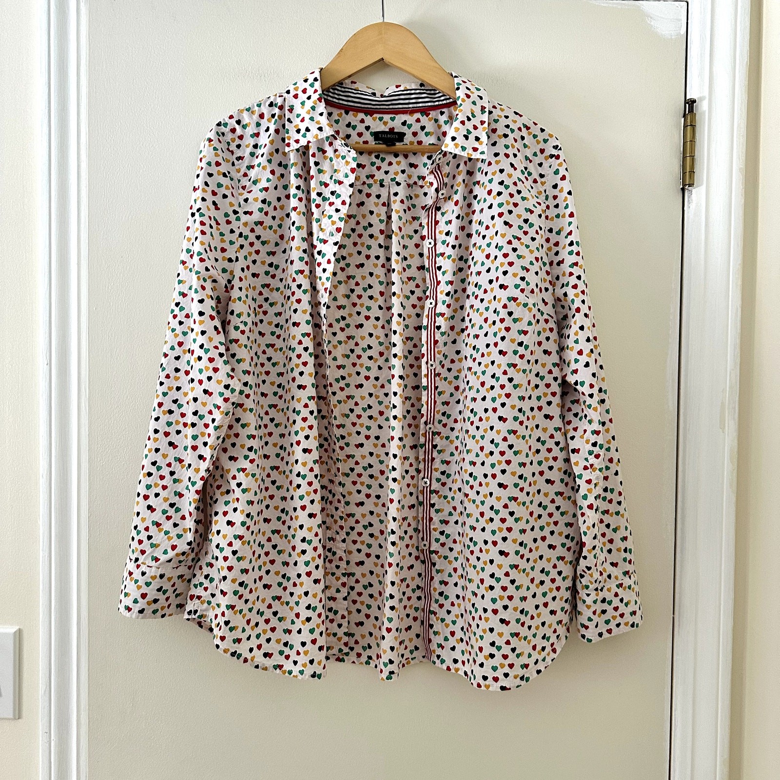 Talbots Heart Printed Button Down Collared Blouse… - image 6
