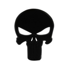 ADESIVO AUTO TESCHIO PUNITORE NERO 3D CROMATO IN METALLO MOTO CAMION TUNING