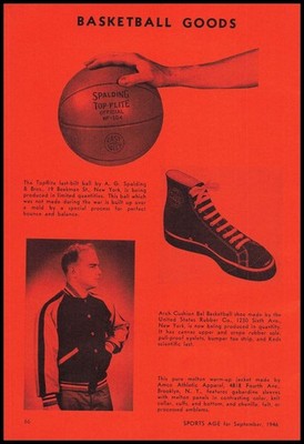1946 US Rubber Co. New York Arch Cushion Bal Basketball Shoes Vintage Print Ad