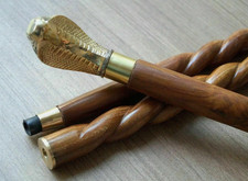Designer Brass Solid Snake Cobra Handle Vintage Wooden Walking Stick Shaft Cane