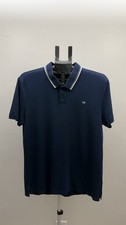Calvin Klein Liquid Touch Polo Shirt Navy Short Sleeve Logo Men  s Large