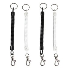 4 Pcs Retractable Spring Coil Keychains Stretchy Lanyard Cord Strap Rope