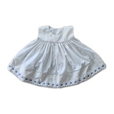 Darling Vintage 1980s Baby Girl White Dress With Floral Ribbon Detail 12 Mos