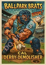 Cal Raleigh as "Cal Derby-Demolisher " All-Star Home Run Derby Parody Art Card