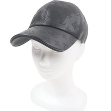 LOUIS VUITTON cap Cap Monogram Shadow All Leather Baseball black Cowhide