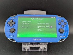 B4924 Sony PS Vita PCH-2000 console Blue Handheld system w/game poach memory
