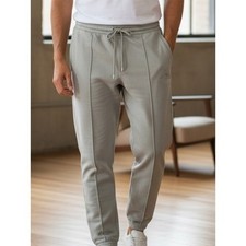 Emporio Armani Mens Gray Cotton Joggers Zip Pocket Sweatpants Logo, Sz X-Large