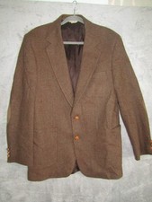 Avni Valley Men’s 42L Brown Wool Sport Coat Blazer Elbow Patches USA Tweed Hound