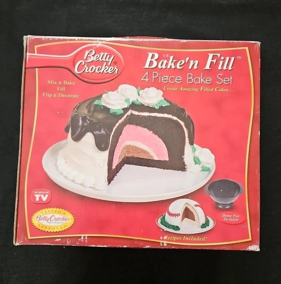 Betty Crocker Bake’n Fill 4 Piece Cake Pan Set 2004 New In Box