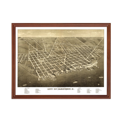 Old Map of Sandusky, OH 1883 - Vintage Sandusky Ohio Art