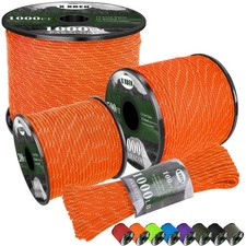 100ft Orange Reflective 1000lb 4mm 13-Strand Paracord Rope Camping Survival DIY