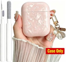 Cute Airpods 2nd/1st Generation Case Girl Women with Glitter Shell Pattern Pink