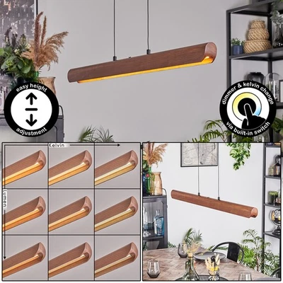 HOFSTEIN Dimmbare Retro Pendelleuchte Hängelampe Metall & Holz Schwarz-Dunkelbraun, CCT
