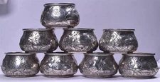8 Sterling Whiting Puffy Repousse Salt Dips Gorham