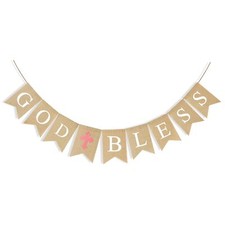 God Bless Banner Baptism Decorations for Girls Confirmation First Communion D...