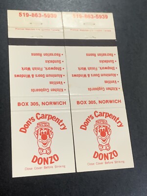 Vintage Canada Matchbook Lot  Don s Carpentry - Donzo  Norwich