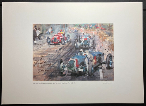 Auto Union Leading Mercedes W125 & Alfa Romeo 12C Walter Gotschke Wall Art Print
