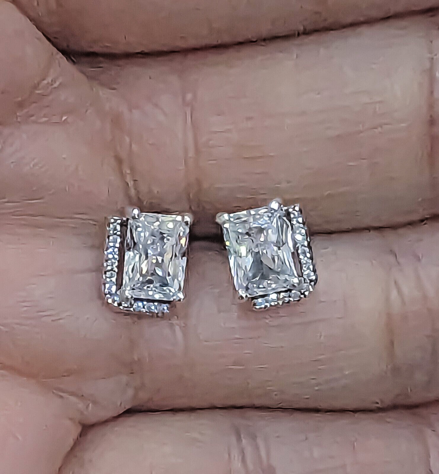 Genuine Authentic PANDORA 292380C01 Rectangular Sparkling Halo Crystal Earrings image 3
