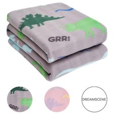 Dreamscene Dinosaur Fleece Blanket Kids Soft Dino Warm Throw, 120 x 150cm