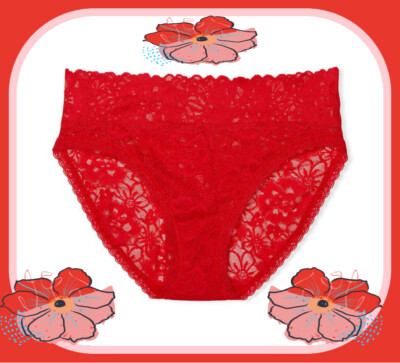 M  Red THE LACIE Full Floral Lace Stretch Victorias Secret HighLeg Brief Pantie