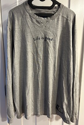 Life Is Good Glass Half Full Casual Long Sleeve XL Grey Shirt Y2K Vintage