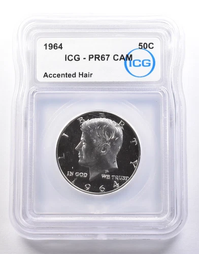 1964 Kennedy Half Dollar Accented Hair PR67 CAM ICG *7244