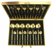 24pcs Dinnerware Set Stainless Tableware Set Knife Fork Spoon Flatware Cutlery 