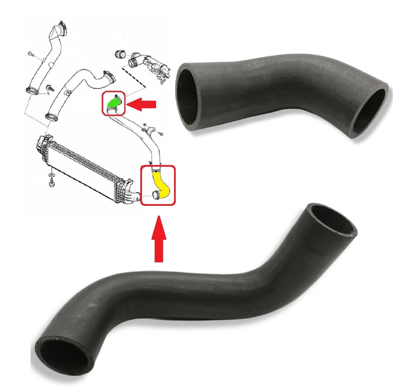Intercooler Turbo Hose Lower & Upper For Focus 1.6 TDCI Volvo C30 S40 V50 1.6 D