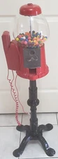 Vintage Gumball Machine Coin Bank Black Metal Stand & Red Handheld Phone Taiwan